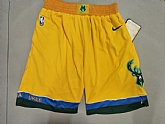 Bucks Yellow City Edition With Pocket Nike Swingman Shorts,baseball caps,new era cap wholesale,wholesale hats